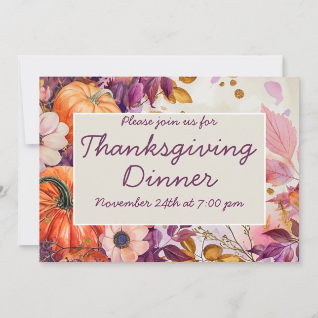 Custom Thanksgiving Dinner Invitation  (Front)