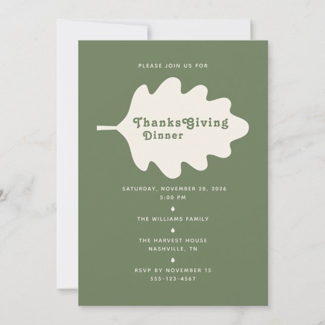 Custom Thanksgiving Dinner Invitation Card (Front)