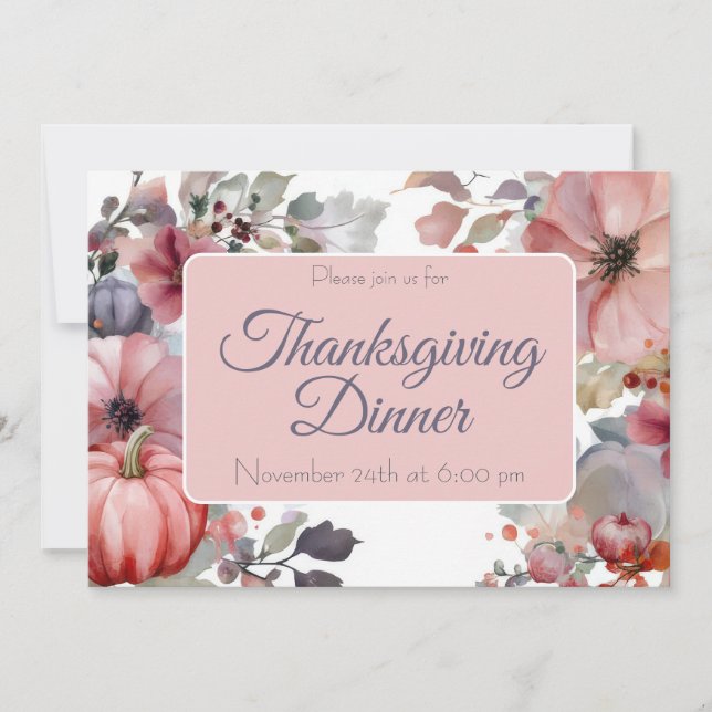 Custom Thanksgiving Dinner Pumpkin Invitation (Front)