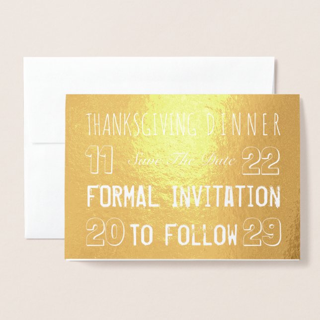 Custom Thanksgiving Dinner Save The Date Foil Card (Front With Envelope)