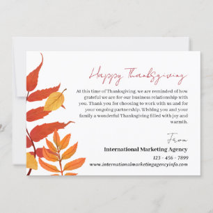 Custom Thanksgiving For Business Company Client  Holiday Card