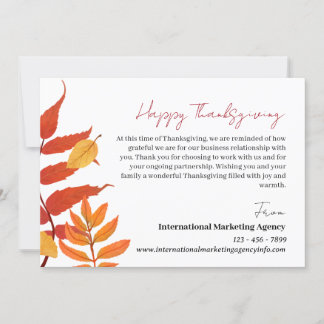 Custom Thanksgiving For Business Company Client  Holiday Card