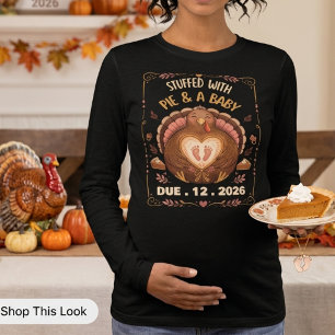 Custom Thanksgiving Pregnancy Reveal Tri-Blend Shirt