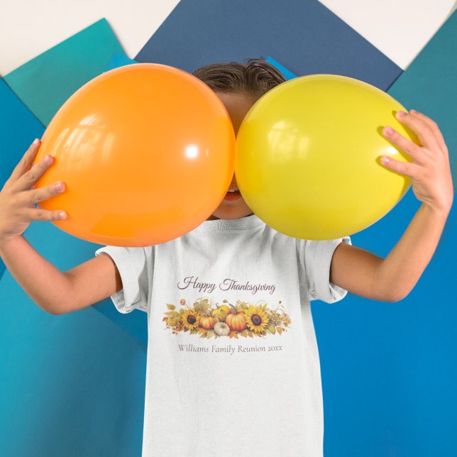 Custom Thanksgiving Pumpkin Fall Party Kids T-Shirt (Creator Uploaded)