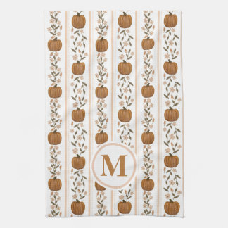 Custom Thanksgiving Pumpkin Floral Dish Towel