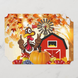 Custom Thanksgiving Turkey Invite Holiday Card