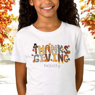 Custom Thanksgiving Turkey Leaves Pumpkin T-Shirt