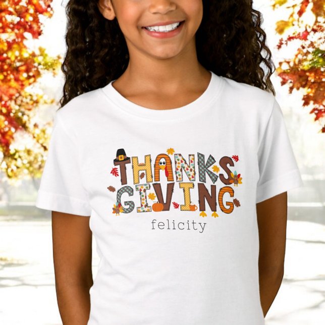 Custom Thanksgiving Turkey Leaves Pumpkin T-Shirt (Creator Uploaded)