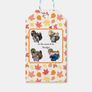 Custom thanksgiving turkey photo collage gift tags