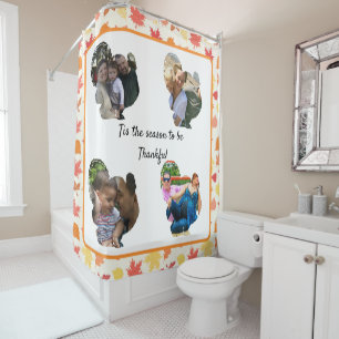 Custom thanksgiving turkey photo collage shower curtain