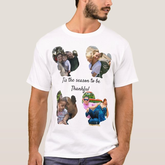 Custom thanksgiving turkey photo collage T-Shirt (Front)