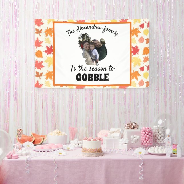 Custom thanksgiving turkey photo season to gobble banner (Party)