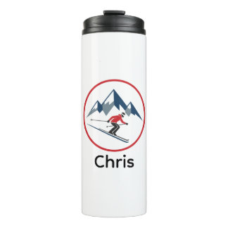 Custom Thermal Tumbler – Downhill Skier Logo Desig