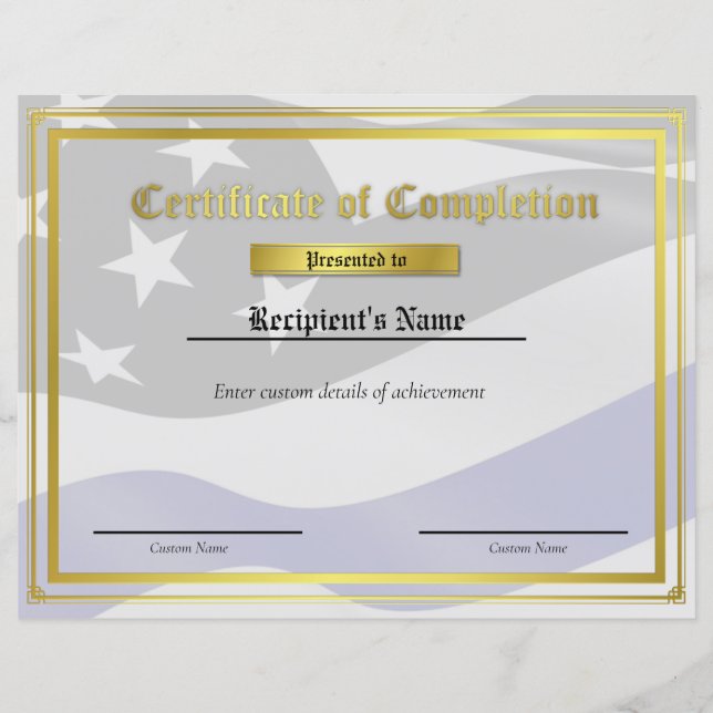 Custom Thin Blue Line Flag Certificate (Front)