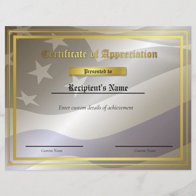 Custom Thin Blue Line Flag Certificate (Front)