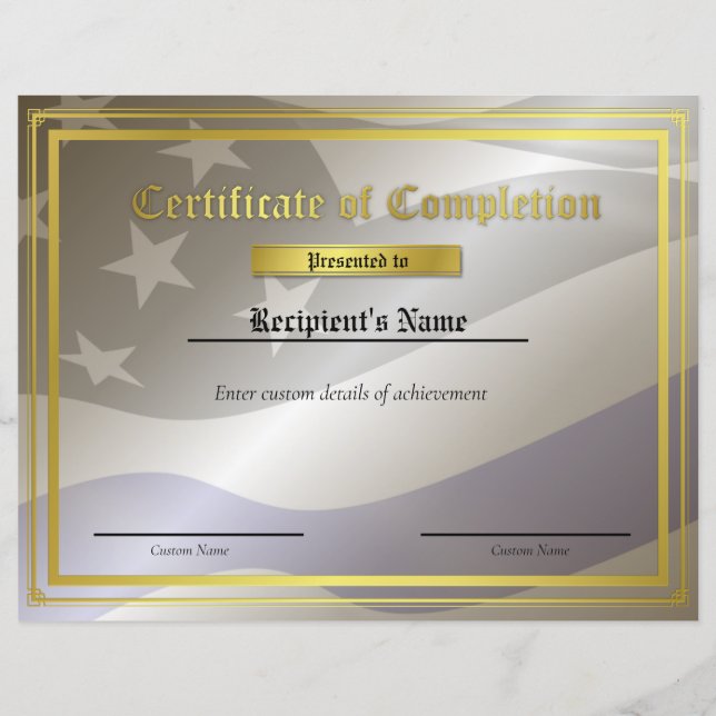 Custom Thin Blue Line Flag Certificate (Front)