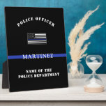 Custom Thin Blue Line Police Officer Appreciation Plaque<br><div class="desc">Personalised Police Officer Thin Blue Line USA Flag Police department  and Law Enforcement Appreciation Gifts!</div>