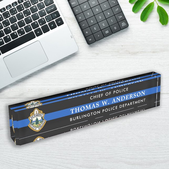 Custom Thin Blue Line Police Officer Dept Logo Nameplate (Creator Uploaded)
