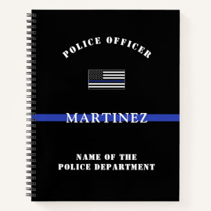 Custom Thin Blue Line Police Officer Flag Cop Notebook