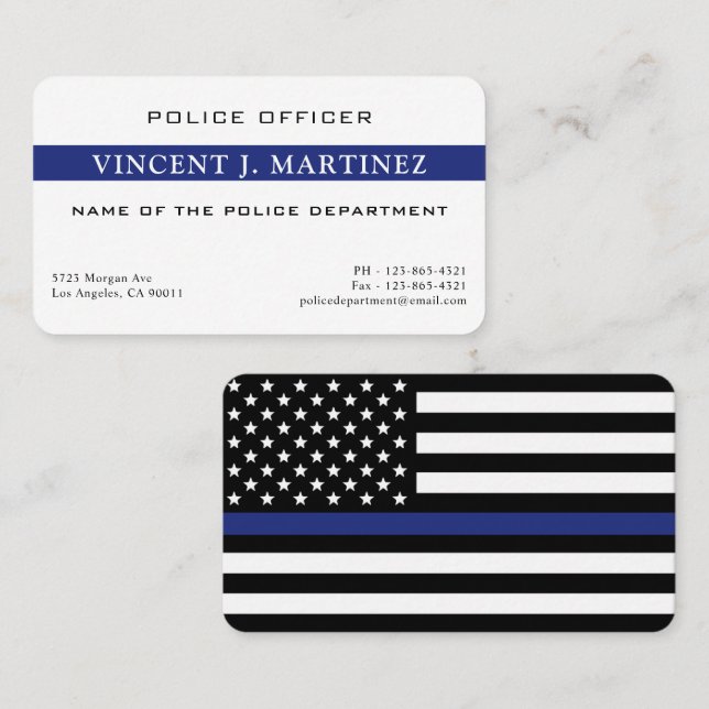 Custom Thin Blue Line Police Officer Police Dept Business Card (Front/Back)
