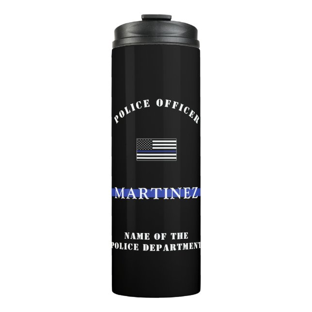 Custom Thin Blue Line Police Officer Thermal Tumbler (Front)