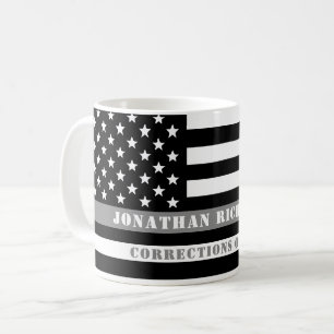Custom Thin Grey Line Corrections Officer Gifts Coffee Mug