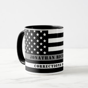 Custom Thin Grey Line Corrections Officer Gifts Mug