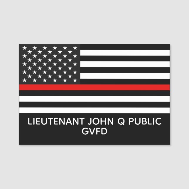 Custom Thin Red Line American Flag Name Tag (Front)