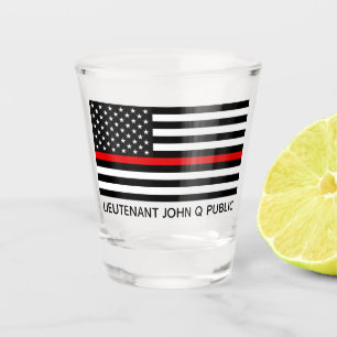Custom Thin Red Line American Flag Shot Glass