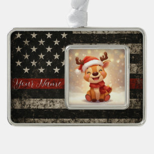Custom Thin Red Line Framed Ornament