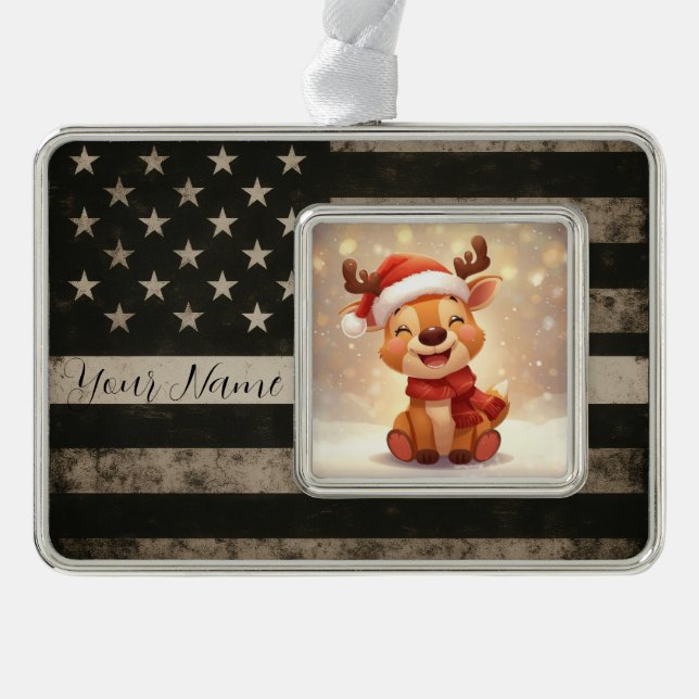 Custom Thin White Line Framed Ornament (Front)