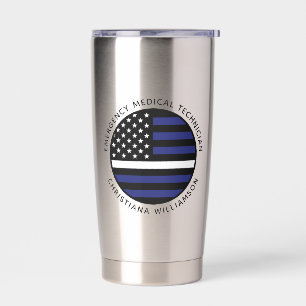 Custom Thin White Line USA Flag EMS EMT Insulated Tumbler