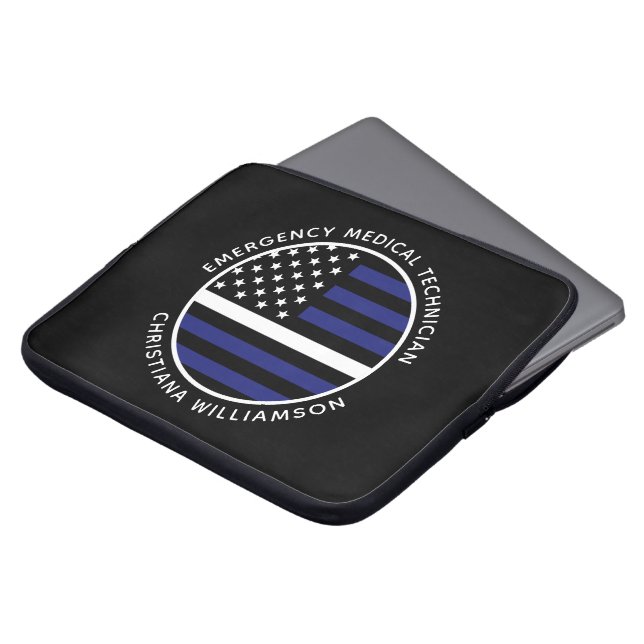 Custom Thin White Line USA Flag EMS EMT  Laptop Sleeve (Front Top)