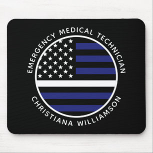 Custom Thin White Line USA Flag EMS EMT  Mouse Pad