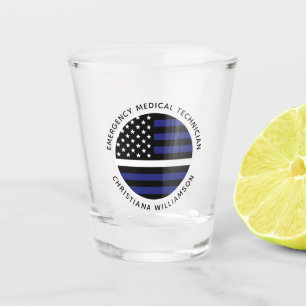 Custom Thin White Line USA Flag EMS EMT Shot Glass