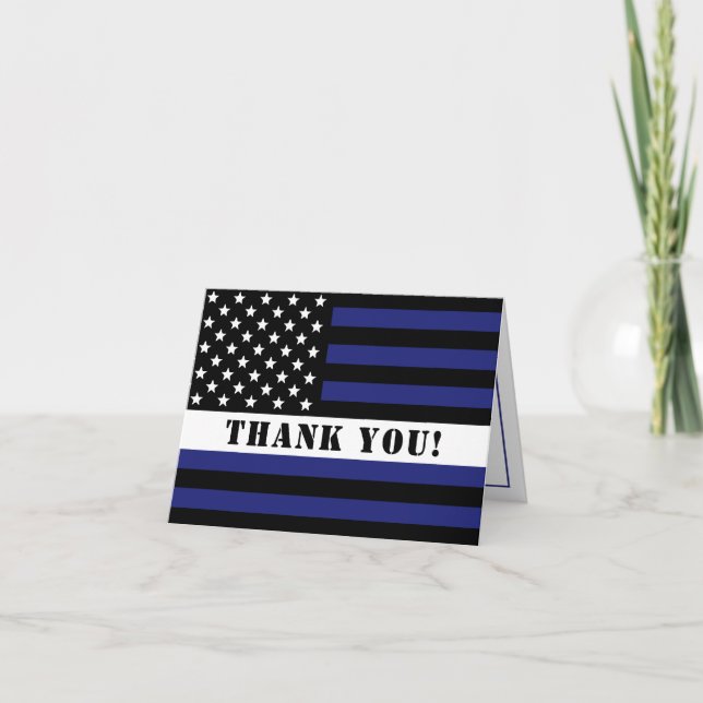 Custom Thin White Line USA Flag EMS EMT Thank You Card (Front)