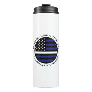 Custom Thin White Line USA Flag EMS EMT  Thermal Tumbler