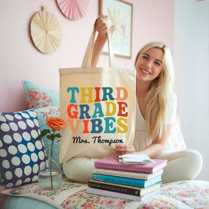 Custom Third Grade Vibes Bag, Back to School Gift Tote Bag