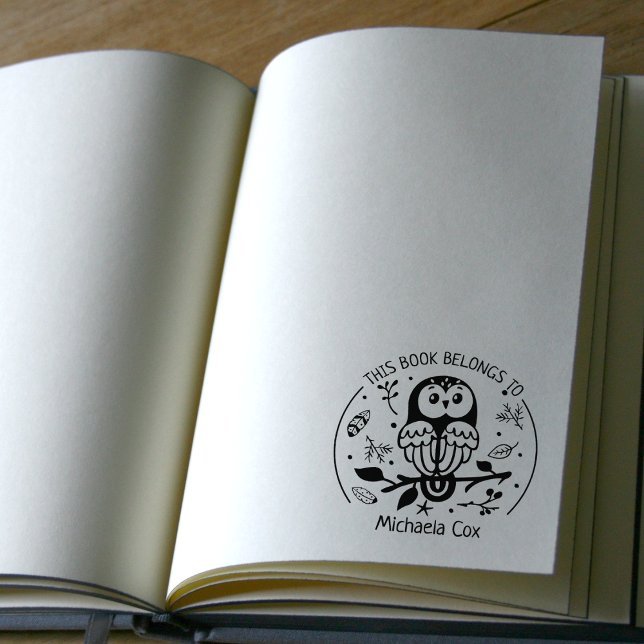 Custom This Book Belongs To, Cute Owl  Rubber Stamp (Creator Uploaded)