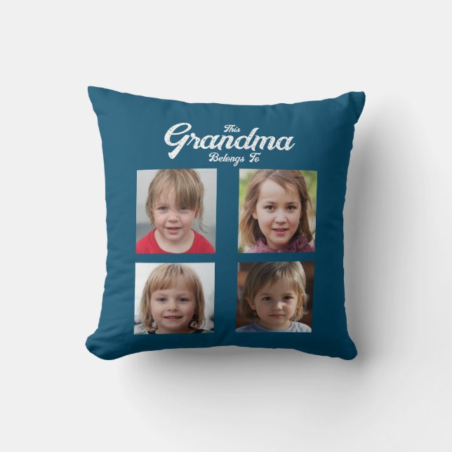 Custom “This Grandma Belongs To” Photo Collage Cushion (Front)