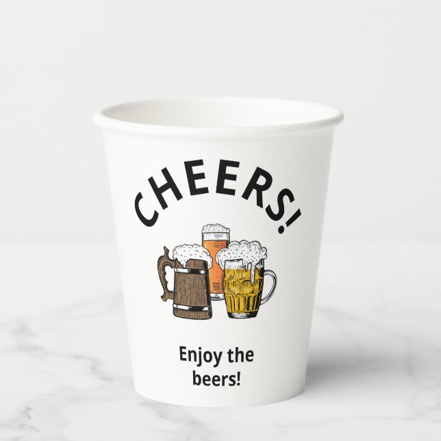 Custom Three Cheers Beers Paper Cups (Front)