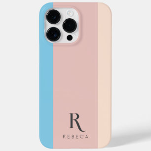 Custom Three Color Block Rose Blush Pink Sky Blue  Case-Mate iPhone 14 Pro Max Case