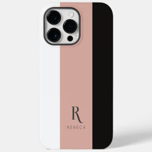 Custom Three Colour Block Rose Gold White Black iPhone 14 Pro Max Case