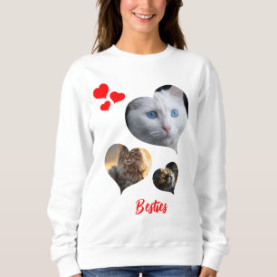 Custom Three Heart-Shaped Pet Photos Sweatshirt