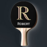 Custom Three-Layered Monogram with First Name Ping Pong Paddle<br><div class="desc">UNIQUE LAYERING OF THE MONOGRAM -- look closely and you will see three colours, which gives it the feeling of depth. Personalised additionally with the first name. Special idea for a gift or you might just enjoy for yourself! If you have any design questions or a special request, please send...</div>