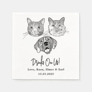 Custom Three Pet Cocktail Napkins Wedding