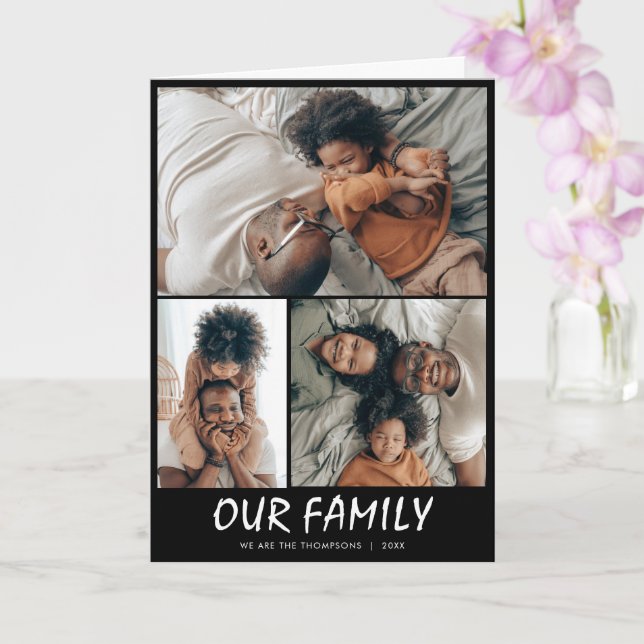 Custom Three Photo Collage Card (Orchid)