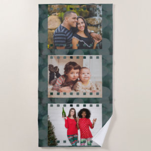 Custom Three Photo Personalised Picture Film Beach Towel