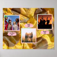 Custom Three Photo Text Silk Sunflowers Decoupage