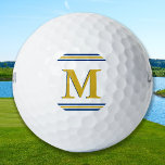 Custom Three Stripe Monogram Golfer Blue Gold Golf Balls<br><div class="desc">Introducing the perfect accessory for any golfer or golf lover - our monogram golf balls! With its classic yet stylish design, this golf ball is sure to make a statement on the course. Featuring blue and gold stripes, it is the perfect blend of preppy and sporty. But what really sets...</div>